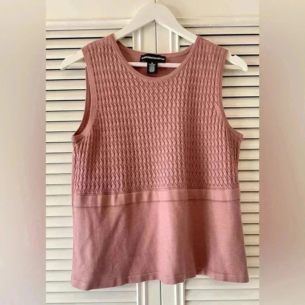 Norton McNaughton Women’s Crocheted & Knit Rose Tank Top SZ M